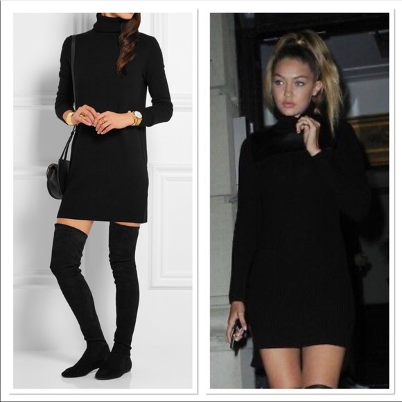 Equipment Oscar Cashmere BlackTurtleneck Dress L - Picture 1 of 12